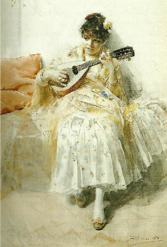 Anders Zorn mandolinspelerskan Spain oil painting art